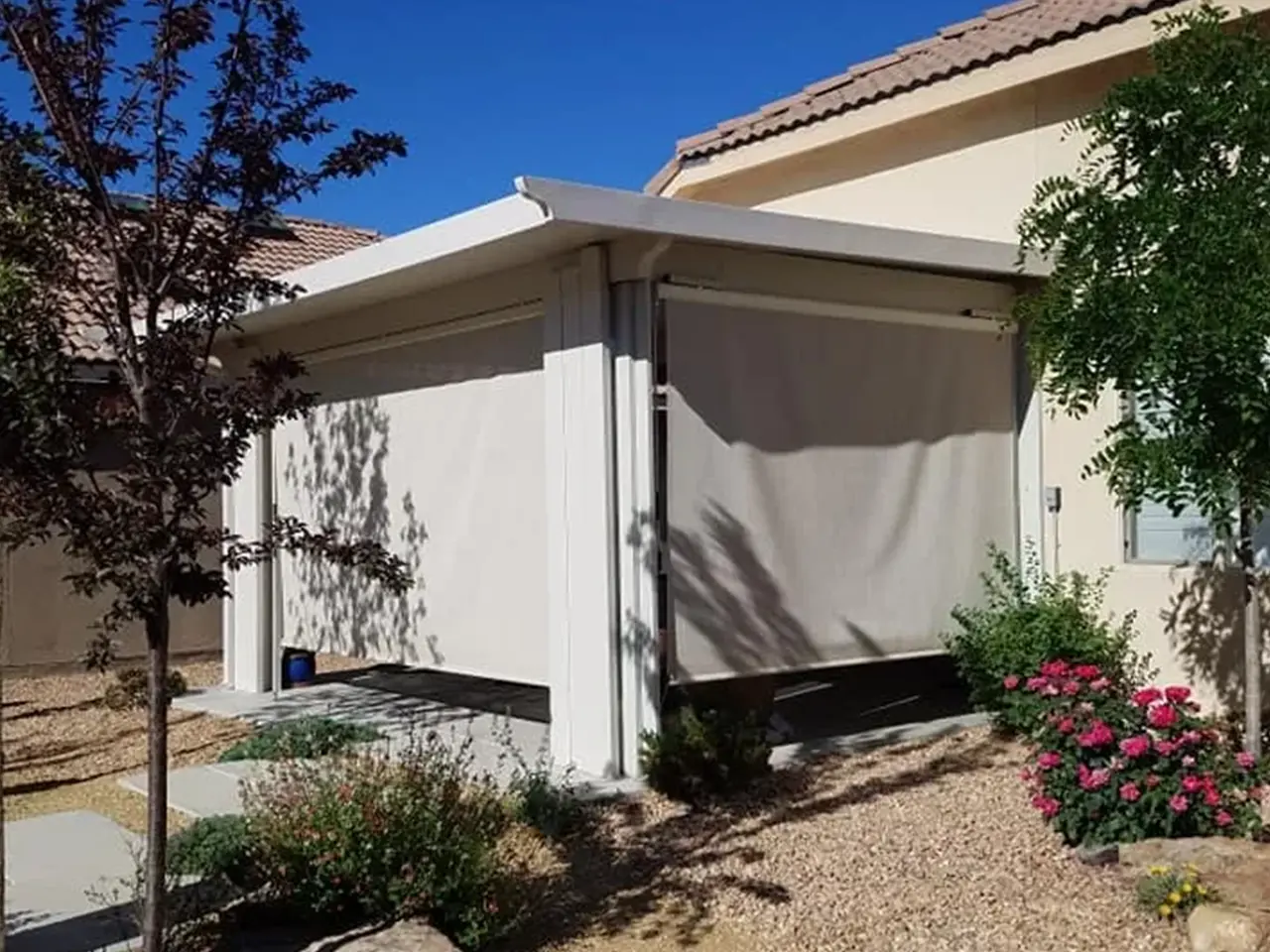 Insulated Cover & Roll-Down Shades completed project