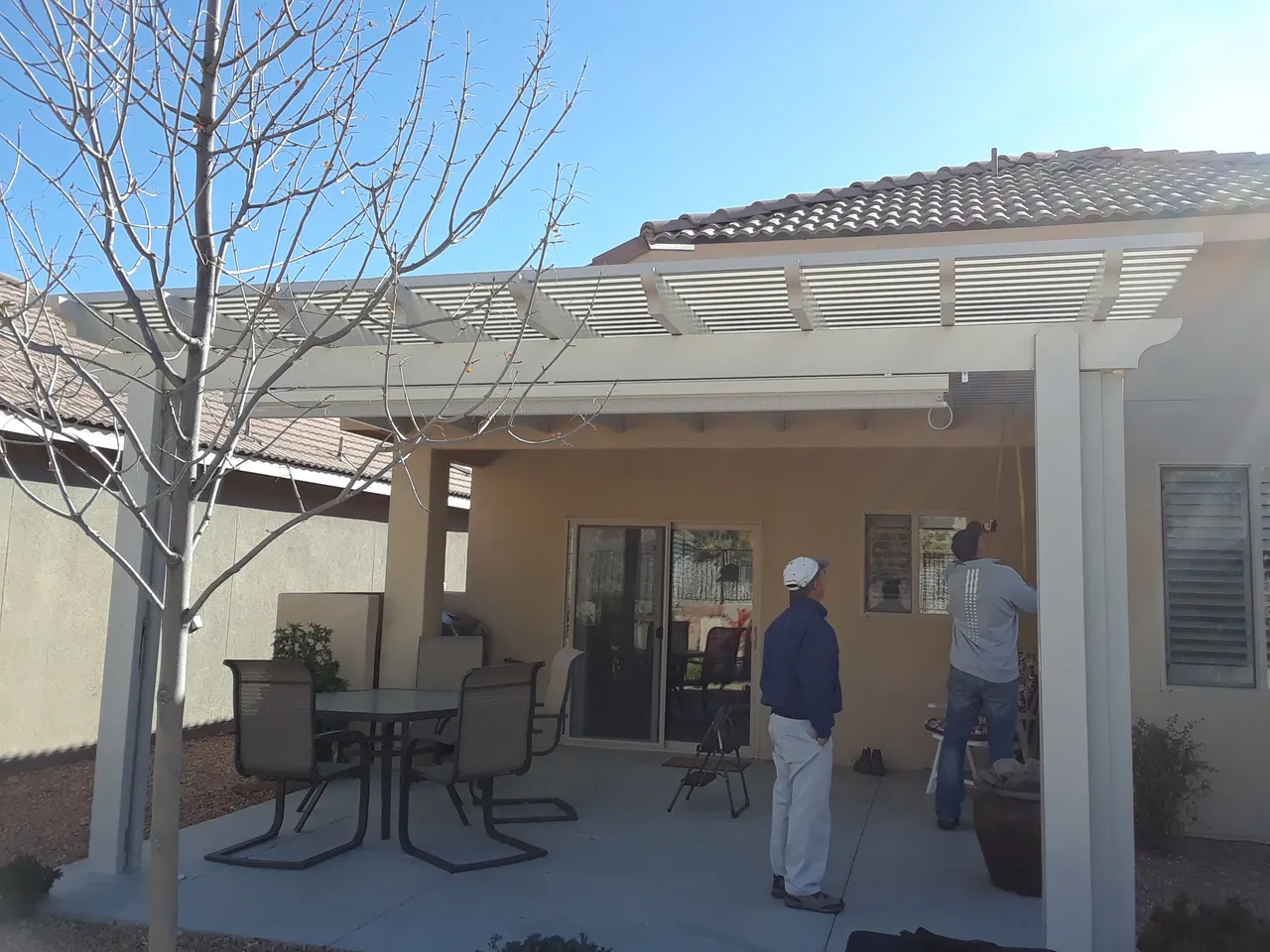 Insulated Cover & Roll-Down Shades before construction